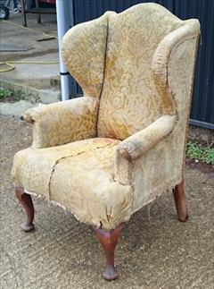 1920s Cabriole Leg antique Wing Chair 31w 46½h 28d _8.JPG
